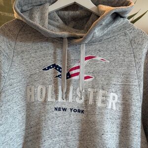 250th birthday of USA must have. Hollister Heather Gray Men's Hoodie edging  XL